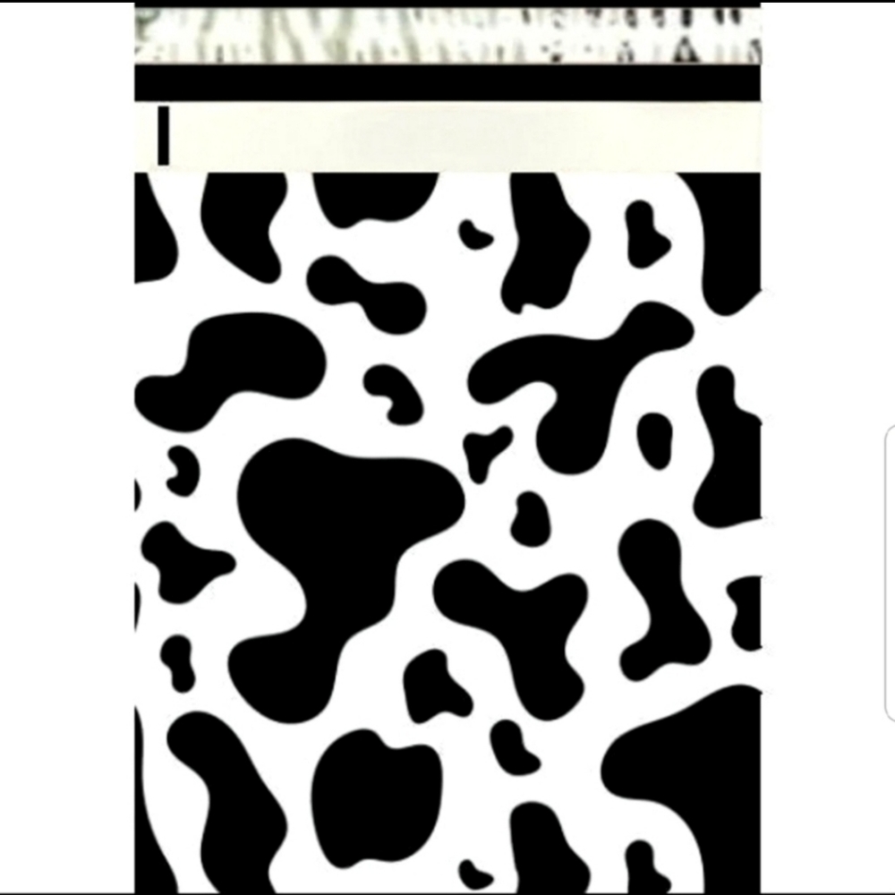 poly mailers 6x9 cow print black and white
